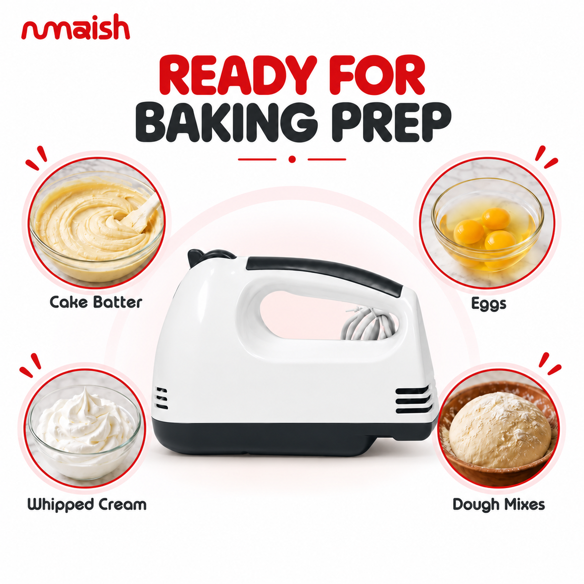 Kenwood Hand Mixer with Beaters & Dough Hooks